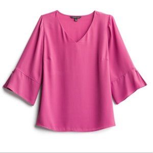 41 Hawthorn Hot Pink V-neck Draped Blouse Top 1X